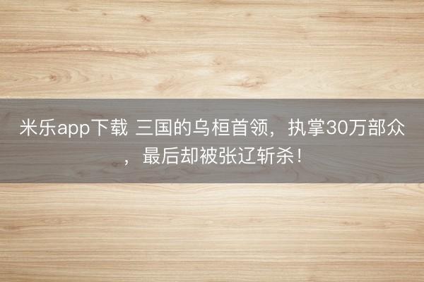 米乐app下载 三国的乌桓首领，执掌30万部众，最后却被张辽斩杀！