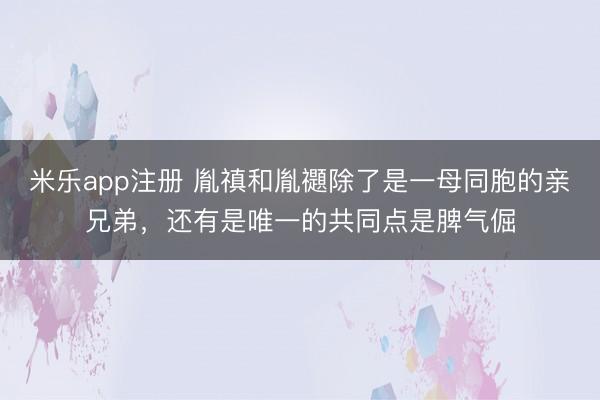 米乐app注册 胤禛和胤禵除了是一母同胞的亲兄弟,还有是唯一的共同点是脾气倔