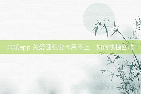 米乐app 关爱通积分卡用不上,如何快捷回收