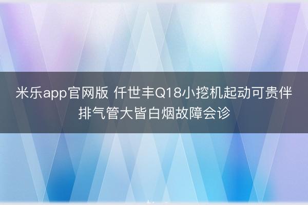 米乐app官网版 仟世丰Q18小挖机起动可贵伴排气管大皆白烟故障会诊