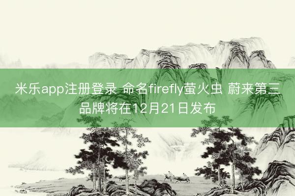 米乐app注册登录 命名firefly萤火虫 蔚来第三品牌将在12月21日发布
