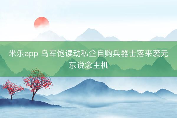 米乐app 乌军饱读动私企自购兵器击落来袭无东说念主机