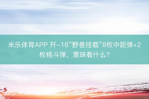 米乐体育APP 歼-16“野兽挂载”8枚中距弹+2枚格斗弹,意味着什么?