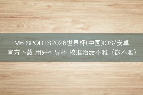 M6 SPORTS2026世界杯(中国)IOS/安卓官方下载 用好引导棒 校准治绩不雅(微不雅)