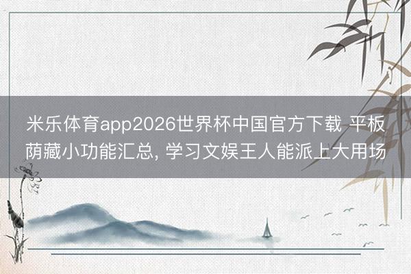 米乐体育app2026世界杯中国官方下载 平板荫藏小功能汇总, 学习文娱王人能派上大用场