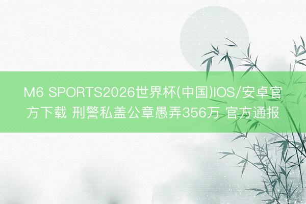 M6 SPORTS2026世界杯(中国)IOS/安卓官方下载 刑警私盖公章愚弄356万 官方通报