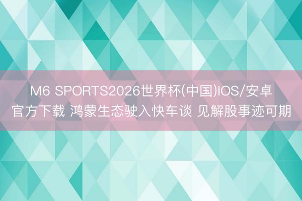 M6 SPORTS2026世界杯(中国)IOS/安卓官方下载 鸿蒙生态驶入快车谈 见解股事迹可期